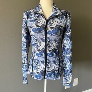 Lorna Jane Blue Floral Zip Up Jacket
